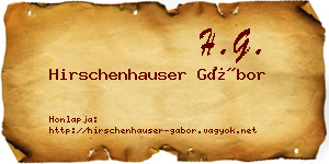 Hirschenhauser Gábor névjegykártya